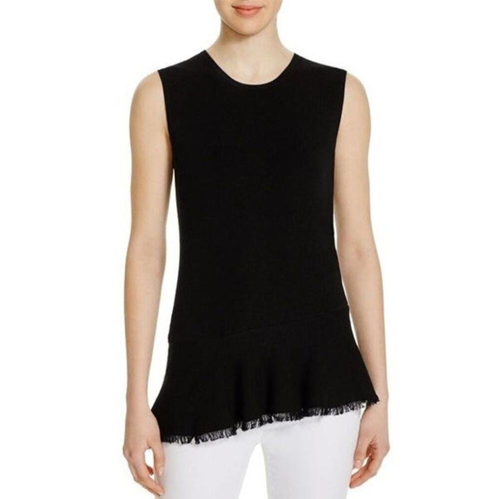 Theory Briselle Prosecco Sleeveless Peplum Top in Black Size 4/6
